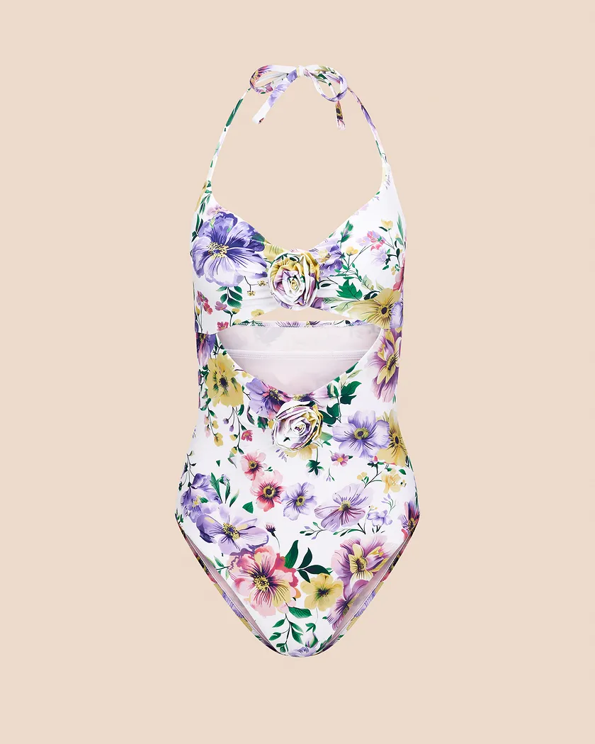 Zola Floral White Contour swimwear bundle Still 3