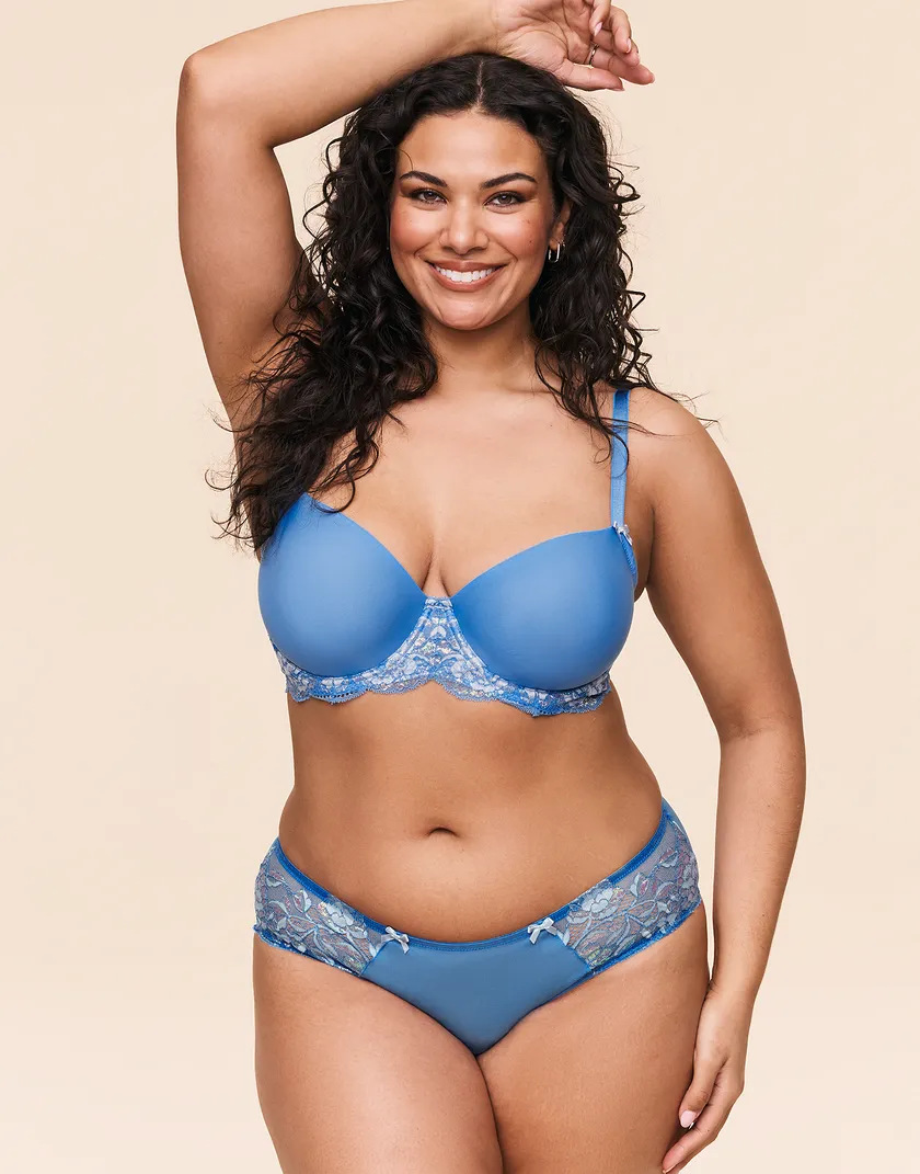 Missy Floral Blue 4 Plus Unlined bra bundle Model 2