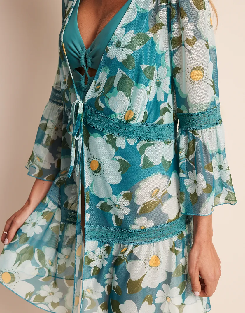 Soren Floral Blue swimwear bundle Model 4