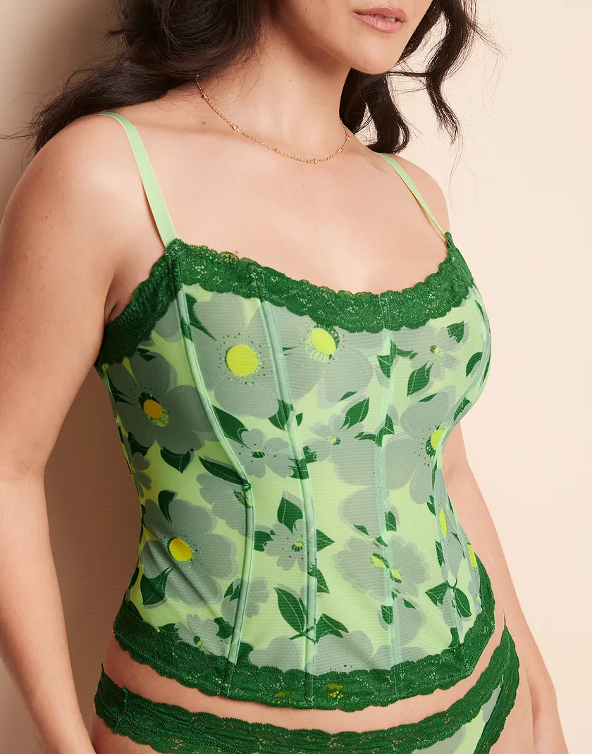 Brookie Floral Green 5 Plus Unlined corset bundle Model 5