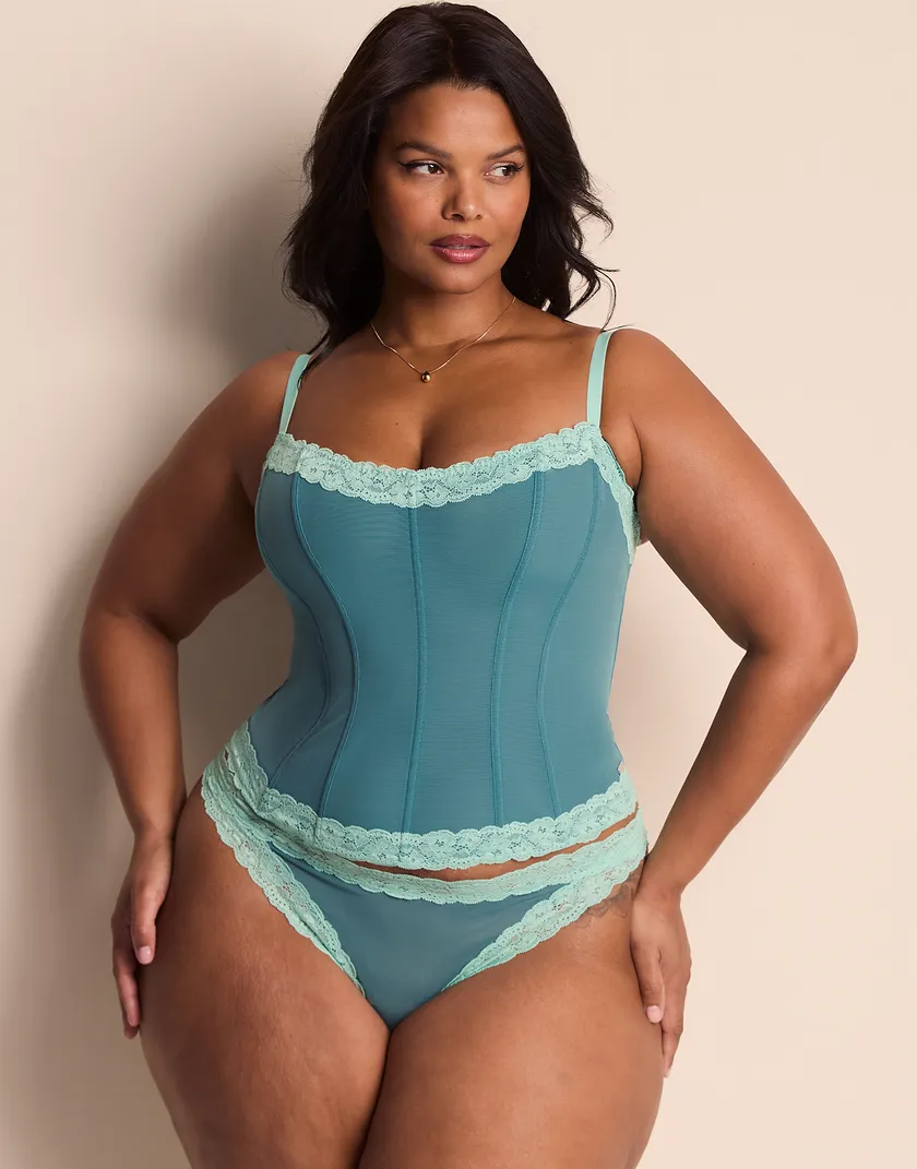 Brookie Dark Blue 4 Plus Unlined corset bundle Model 2