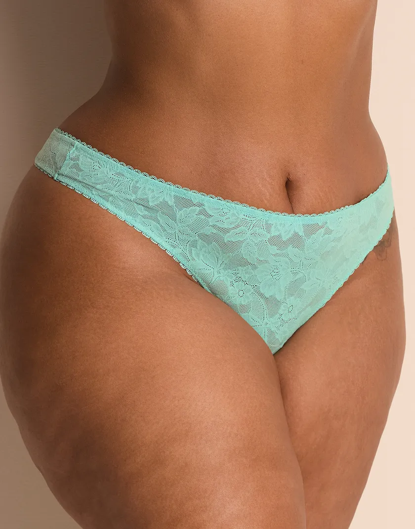 Delany Thong Medium Green Plus panty bundle Model 2